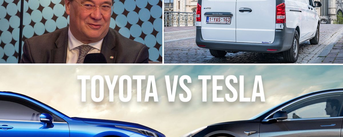 Mittwoch Kompakt: Politiker lehnen E-Dienstwagen ab, Toyota vs Tesla, Armin Laschets Technologieoffenheit, eVito mit Kühlausbau