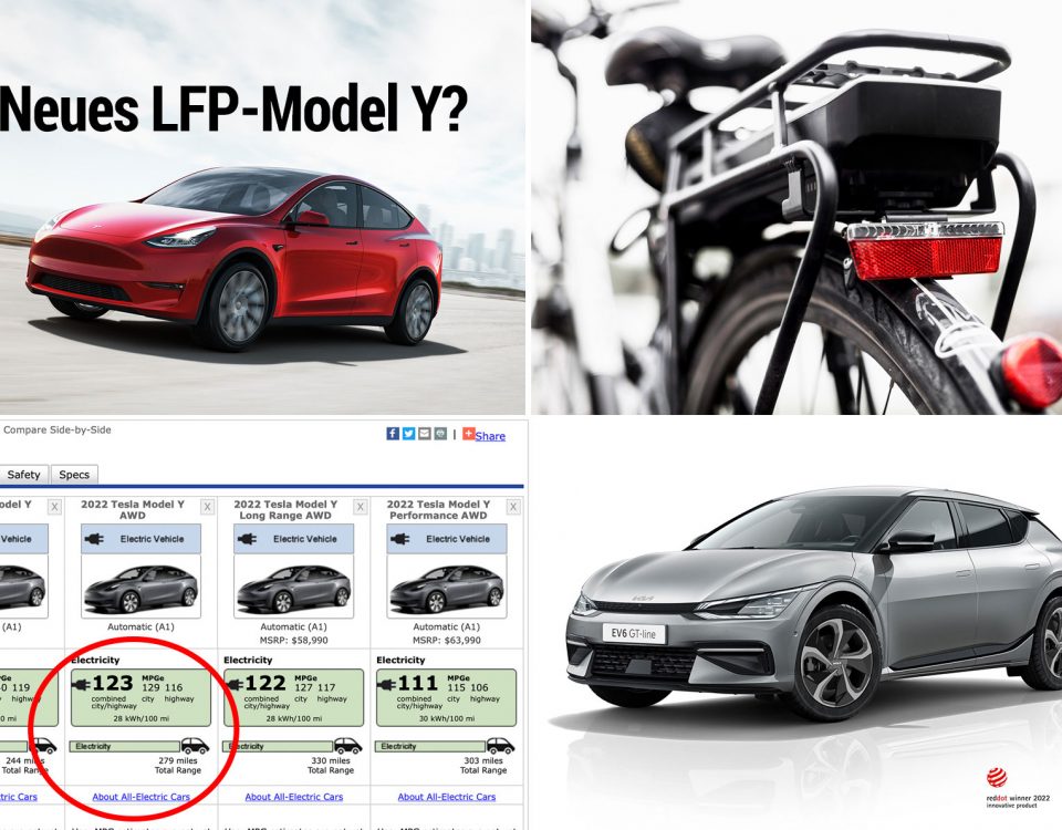 Dienstag Magazin: Neues günstigeres Tesla Model Y AWD mit LFP-Batterie? Dienst-E-Bike statt Dienstwagen: was ist zu beachten? Kia EV6 räumt den nächsten Preis ab.
