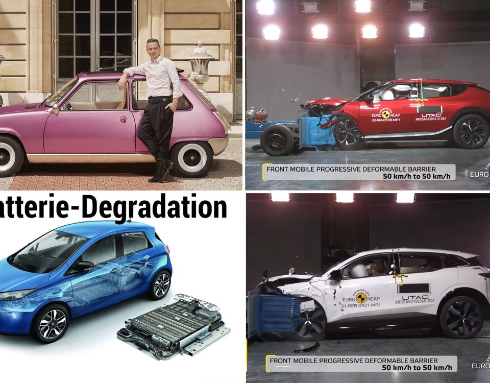 Dienstag Magazin: Renault ZOE Batterie nach 7 Jahren? Diamonds are forever: Renault 5 Diamant. Euro NCAP: Megane E-Tech & Kia EV6. Warum größere Batterien das Problem nicht lösen.