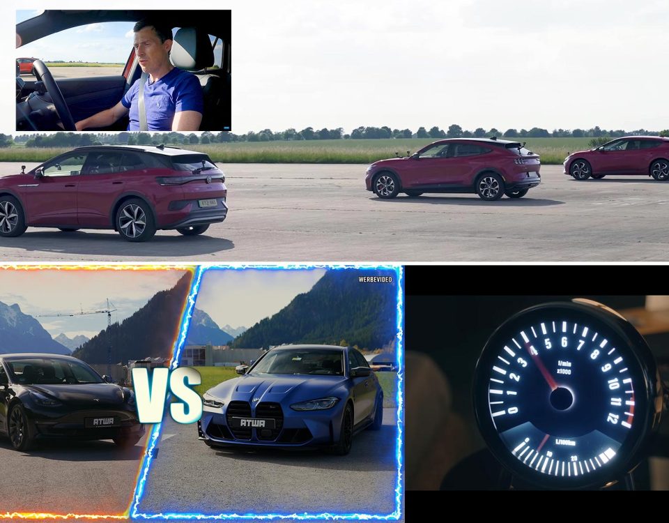 Schräges Donnerstag Magazin: BMW M-City und Petrolhead-Reklame. Jungs beim "Weitpinkeln" aka Drag-Race: BMW vs Tesla & Kia EV6 vs Mach E vs VW ID.4