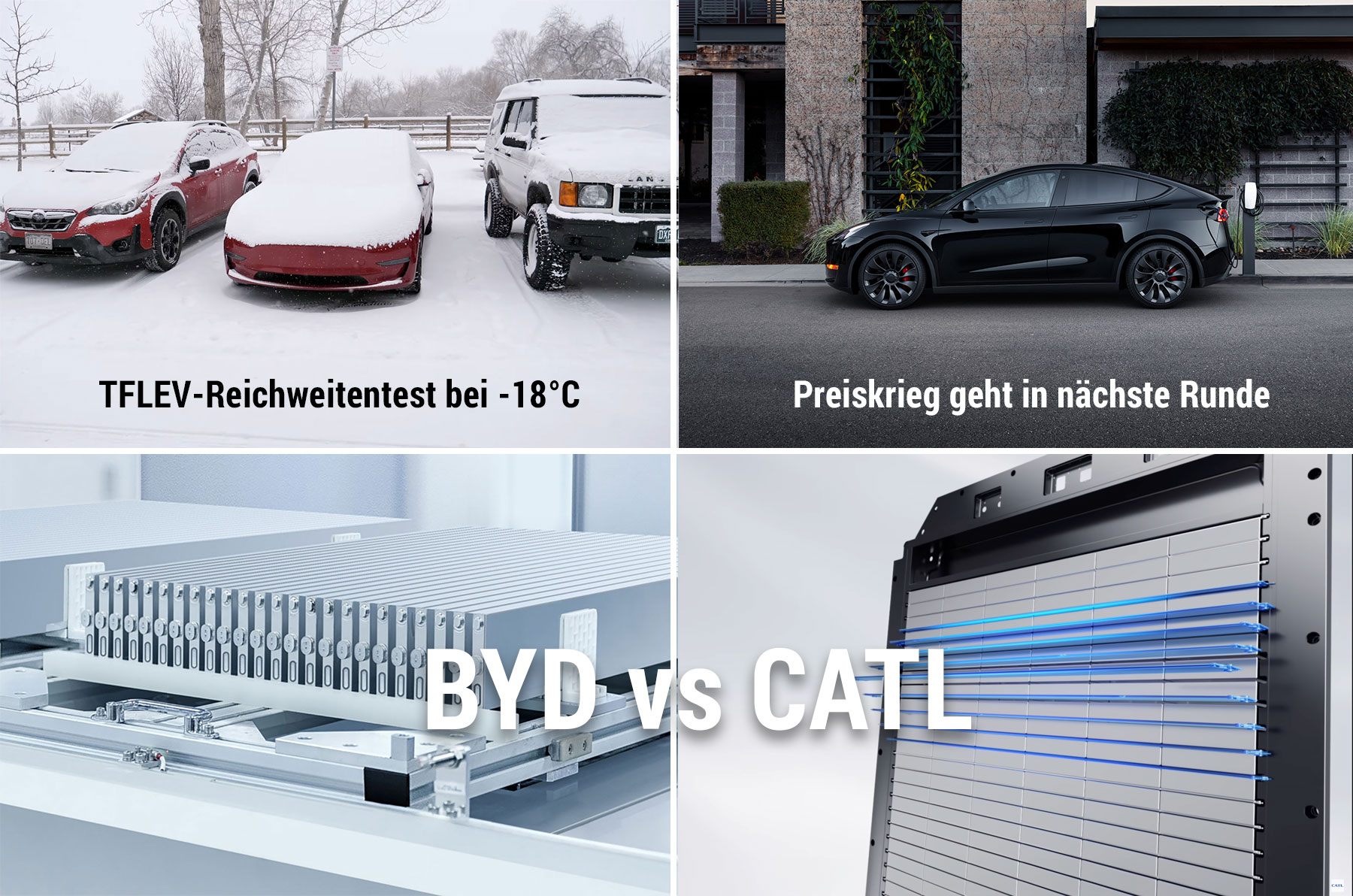 Donnerstag Magazin: -19°C & Laternenparken mit dem Tesla. Wie weit kommt man? Vehemente Preisreduktion beim Model Y. CATL & BYD liefern sich Preiskampf & senken Batteriekosten.