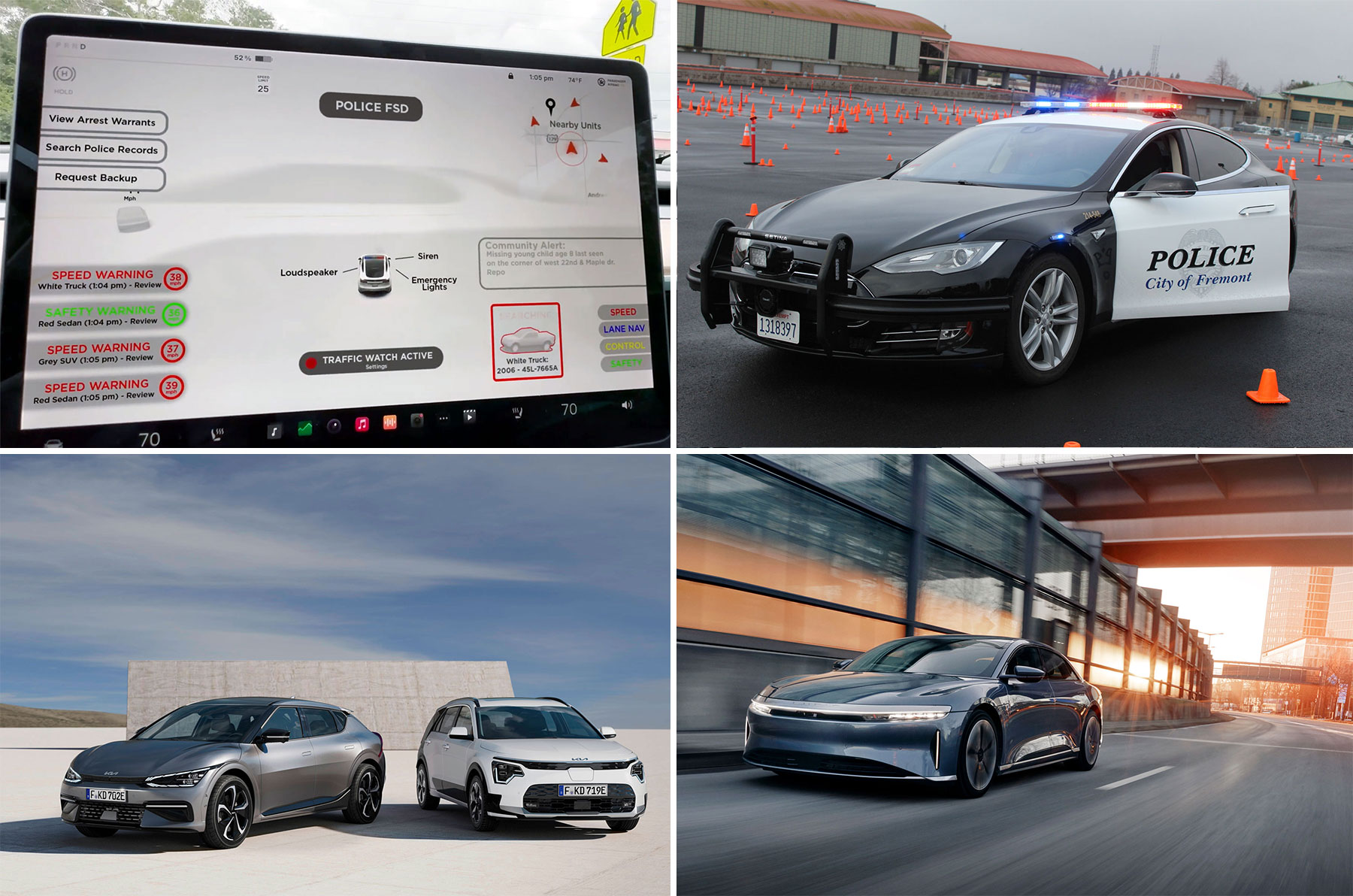 Montag Magazin: Verkehrsüberwachung und "Policing" mit Tesla. Kia – Leasingangebote für Niro & EV6. Lucid Air-Pure startet ab 85.000 €.